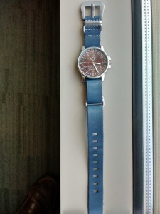 Leather G10 NATO watch strap in blue