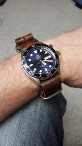 Orient Blue Ray w/ 22mm vintage distressed NATO strap