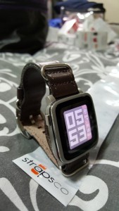 Pebble Time Steel with dark brown zulu leather band