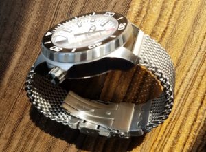 Heavy Stainless 24mm Mesh Strap on 48mm Zeno Watch Basel Automatic Diver