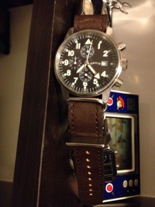 Orvis Field Chronograph (40.4mm) with leather nato strap from strapsco.com