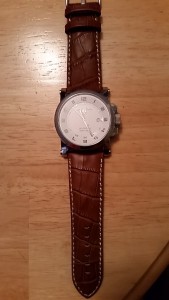 This watch came with a cheap silicone strap. This leather strap takes it up a notch