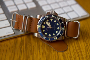 G10 Zulu in rust on my blue Helson Shark Diver 45mm, very comfortable and phenomenal band!