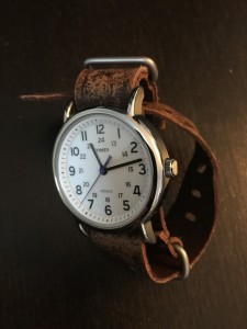 Timex Weekender on Ultra Distressed Dark Brown Nato