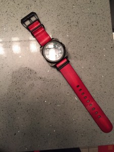 Swiss military, cockpit watch, red leather mayo g10 strap