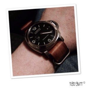 Panerai 312 with vintage brown leather G10 Zulu from StrapsCo
