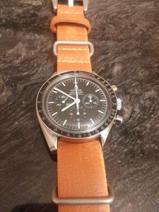 speedmaster on a tan nato strap