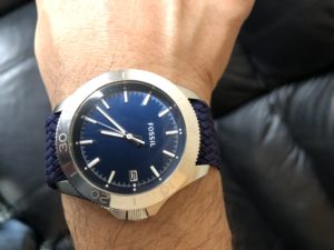 Blue Dial Fossil With Navy Blue Strap