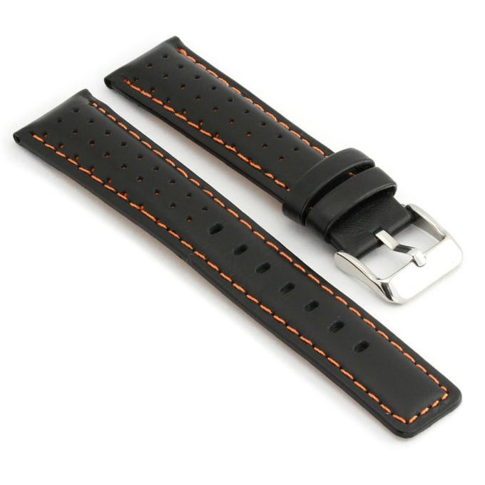 367.1 Perforated Rally Strap in Black with Orange Stitching