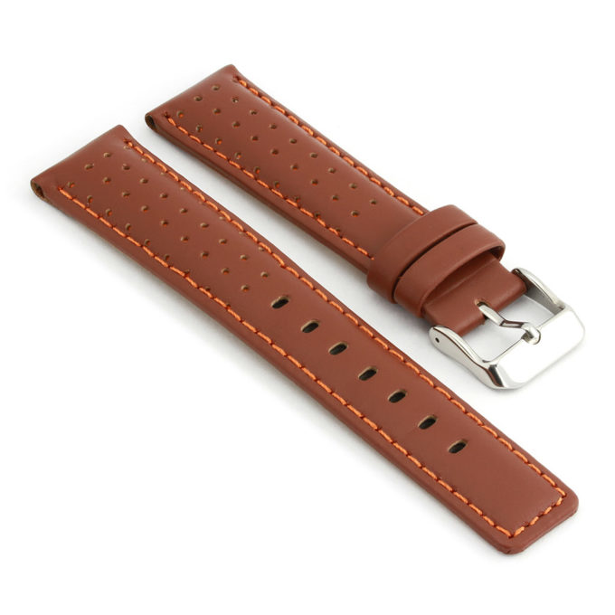 367.9 Perforated Rally Strap in Brown Orange Stitching