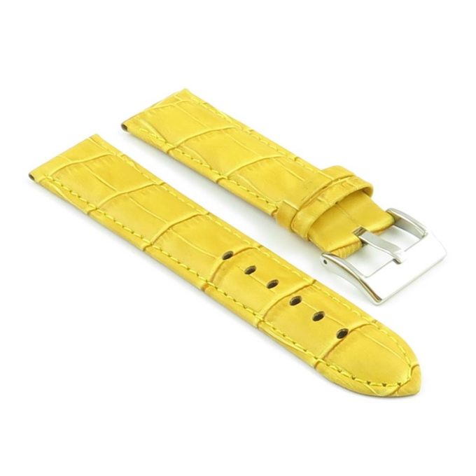 368.10 Crocodile Embossed Padded Leather Watch Strap in Yellow