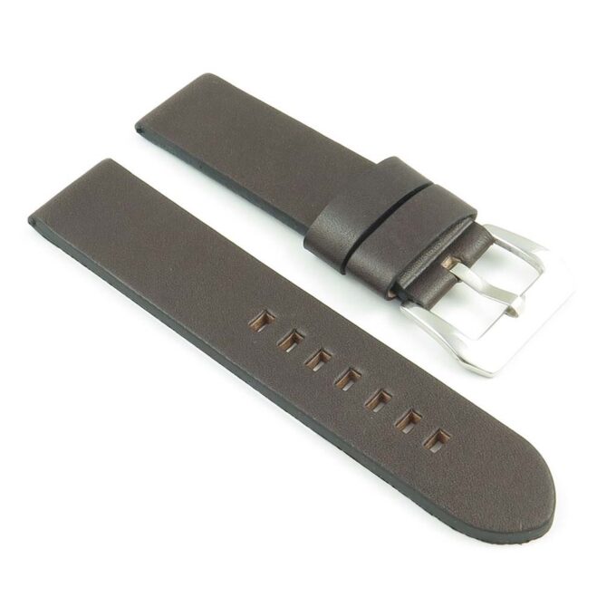383.2 Thick Flat Leather Watch Strap in Dark Brown