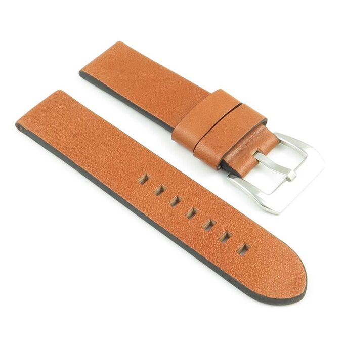 383.3 Thick Flat Leather Watch Strap in Tan