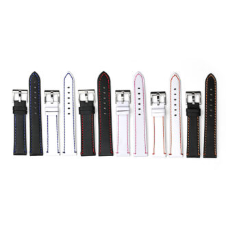 All Color 372 Flat Leather Watch Strap with Contrast Stitching