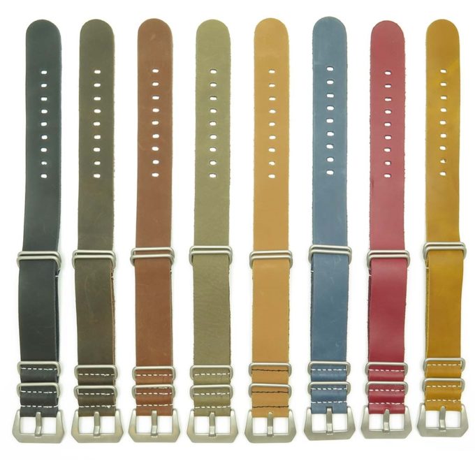 All Color NT.pv Leather NATO Strap w Pre-V Buckle