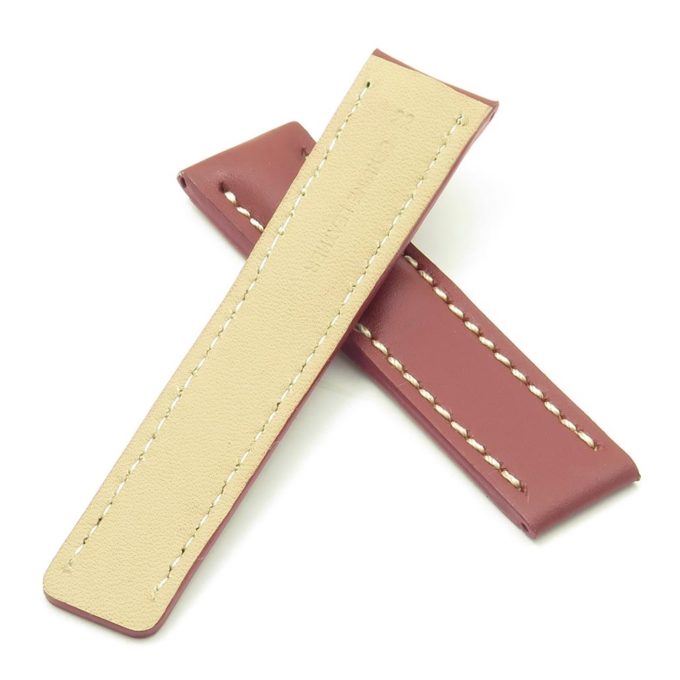 DASSARI Capital brc2.9.22 Smooth Italian Leather Strap for Deployment Clasp in rust with white stitching