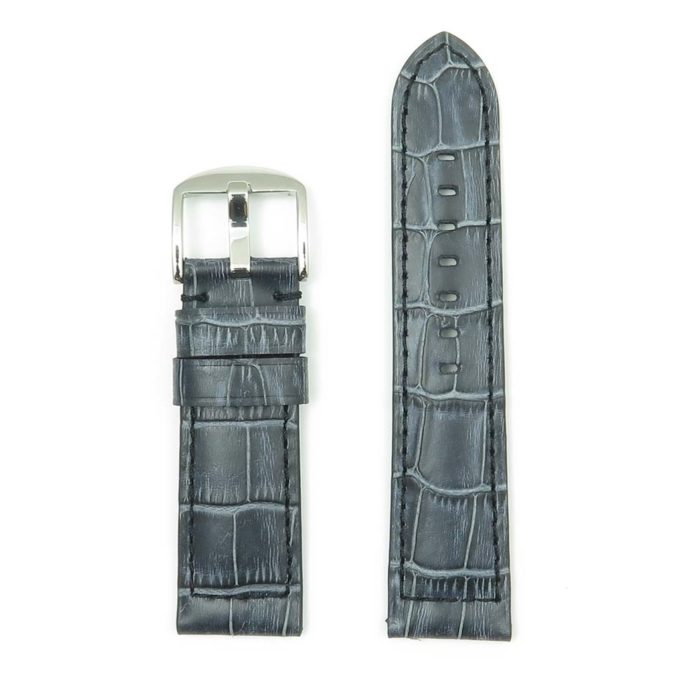 DASSARI Cartel p547.1 Thick Padded Crocodile Embossed Leather Strap in Charcoal