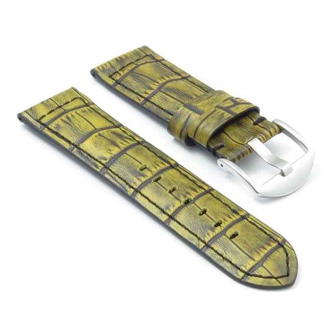 DASSARI Cartel p547.10 Thick Padded Crocodile Embossed Leather Strap in Yellow