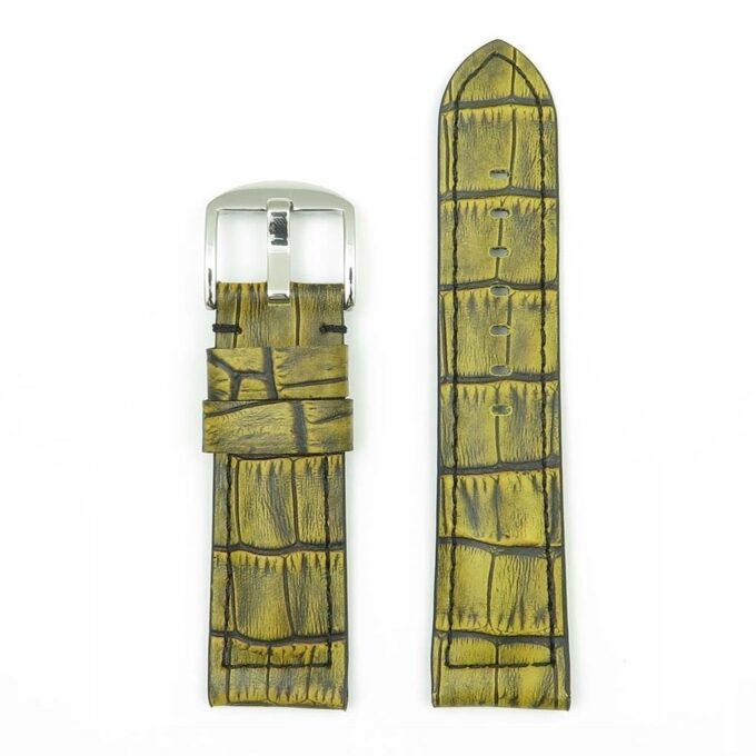 DASSARI Cartel p547.10 Thick Padded Crocodile Embossed Leather Strap in Yellow