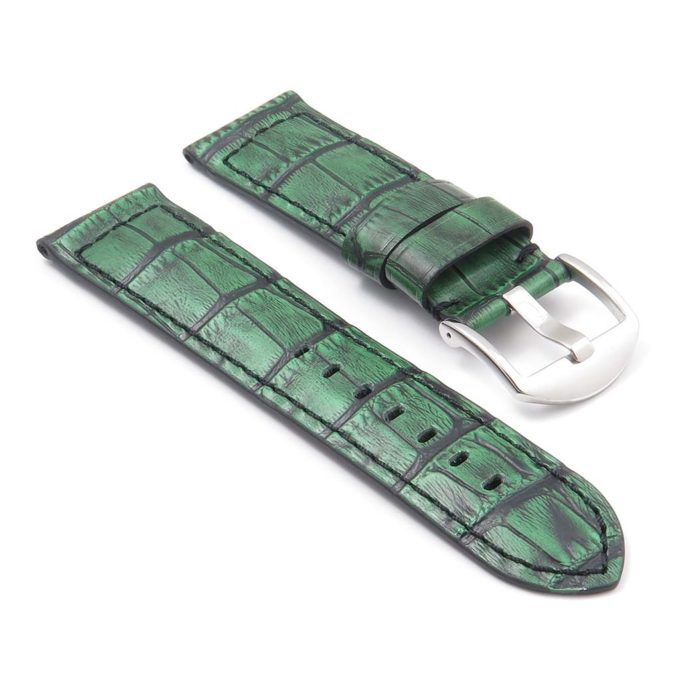 DASSARI Cartel p547.11 Thick Padded Crocodile Embossed LeatherStrap in Green