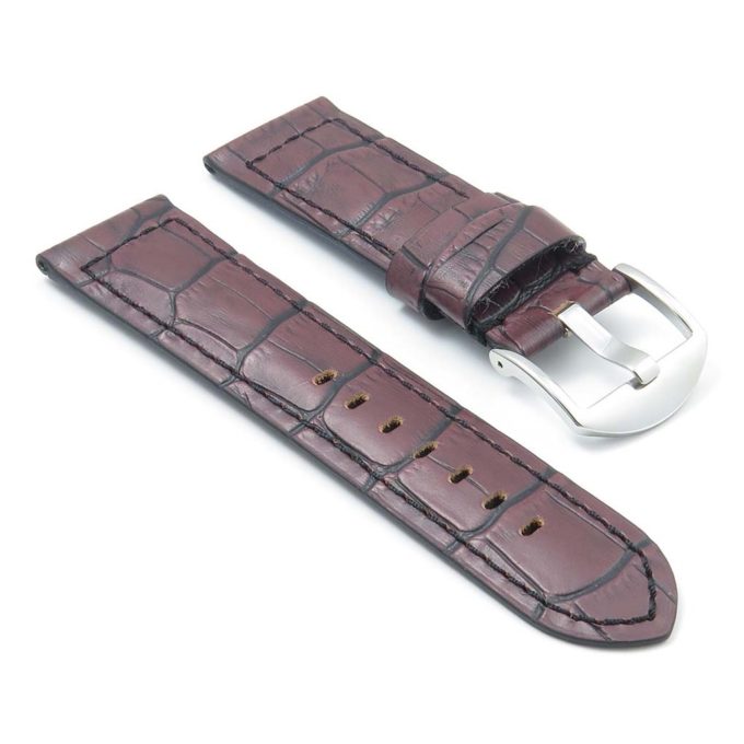 DASSARI Cartel p547.2 Thick Padded Crocodile Embossed Leather Strap in Brown