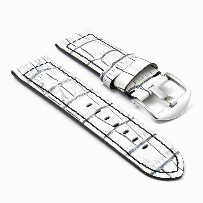 DASSARI Cartel p547.22 Thick Padded Crocodile Embossed Leather Strap in White