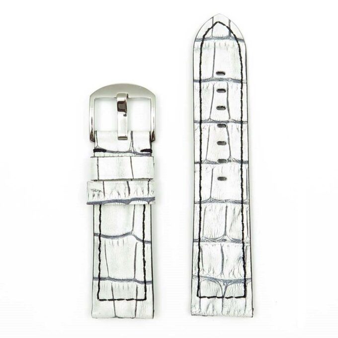 DASSARI Cartel p547.22 Thick Padded Crocodile Embossed Leather Strap in White