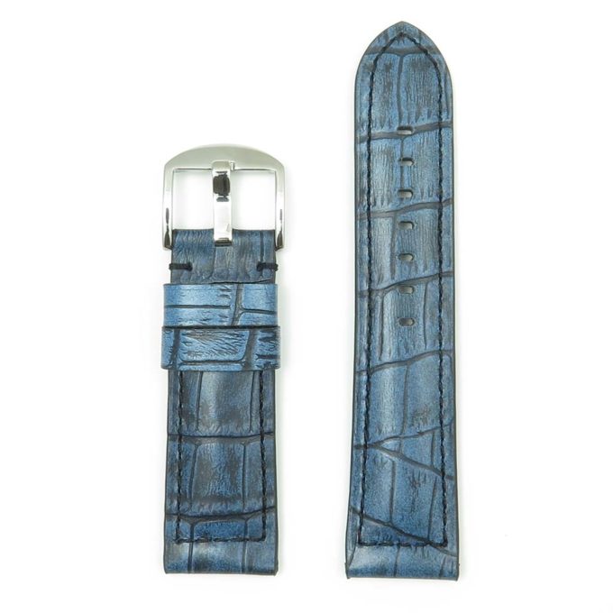 DASSARI Cartel p547.5 Thick Padded Crocodile Embossed Leather Strap in Blue