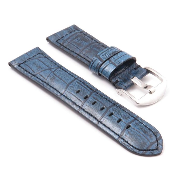 DASSARI Cartel p547.5 Thick Padded Crocodile Embossed Leather Strap in Blue