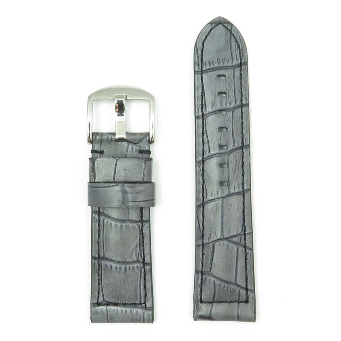 DASSARI Cartel p547.7 Thick Padded Crocodile Embossed Leather Strap in Graphite
