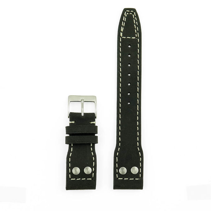 DASSARI Dynasty iw3.1 Distressed Italian Leather Strap with Rivets in black