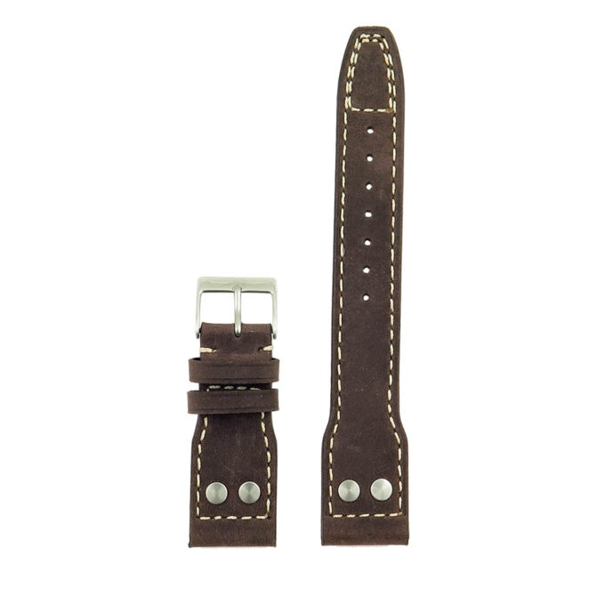 DASSARI Dynasty iw3.2 Distressed Italian Leather Strap with Rivets in dark brown