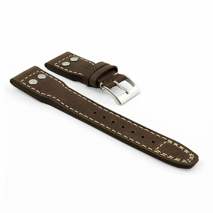 DASSARI Dynasty iw3.2 Distressed Italian Leather Strap with Rivets in dark brown