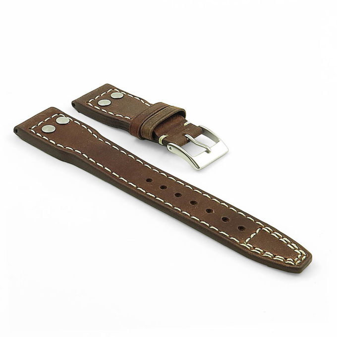 DASSARI Dynasty iw3.9 Distressed Italian Leather Strap with Rivets in brown