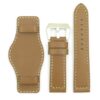 p615.3.22 DASSARI Empire Thick Leather Bund Strap inTan w White Stitching
