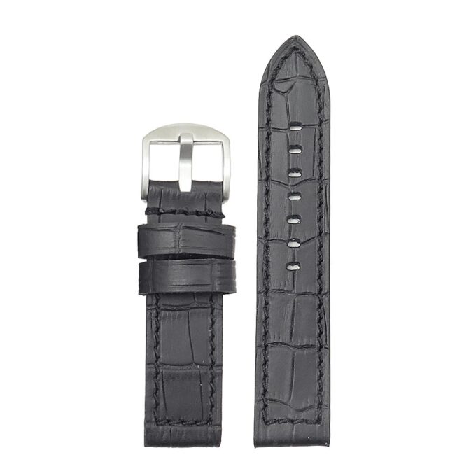DASSARI Flash ds2.1.1 Thick Croc Embossed Leather Strap with Contrasting Colors in black stitching