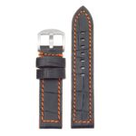 DASSARI Flash ds2.1.12 Thick Croc Embossed Leather Strap with Contrasting Colors in black w orange stitching