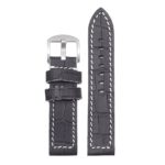 DASSARI Flash ds2.1.22 Thick Croc Embossed Leather Strap with Contrasting Colors in black w white stitching