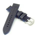 DASSARI Flash ds2.1.5 Thick Croc Embossed Leather Strap with Contrasting Colors in black w blue stitching