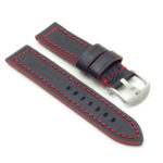 DASSARI Flash ds2.1.6 Thick Croc Embossed Leather Strap with Contrasting Colors in black w red stitching