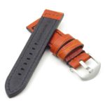 DASSARI Flash ds2.3.1 Thick Croc Embossed Leather Strap with Contrasting Colors in tan w black stitching