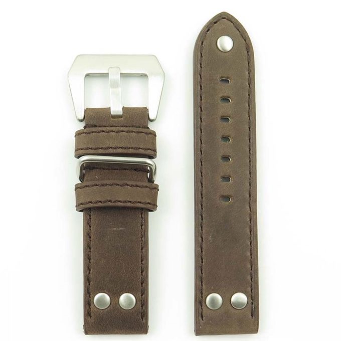 DASSARI Liberty P600.2 Leather Strap with Metal Keeper and Rivets in Brown