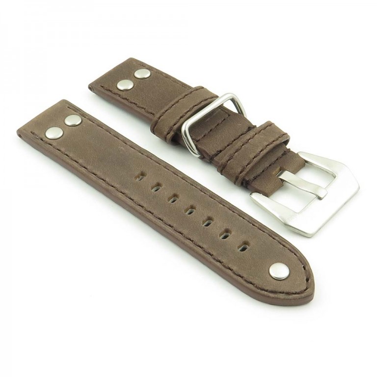 Liberty Leather Strap with Metal Keeper and Rivets By DASSARI | StrapsCo