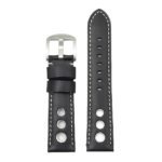 DASSARI M5 ds4.1.22 Leather Rally Strap in black w white stitchi