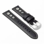 DASSARI M5 ds4.1.22 Leather Rally Strap in black w white stitchi