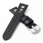 DASSARI M5 ds4.1.22 Leather Rally Strap in black w white stitchi