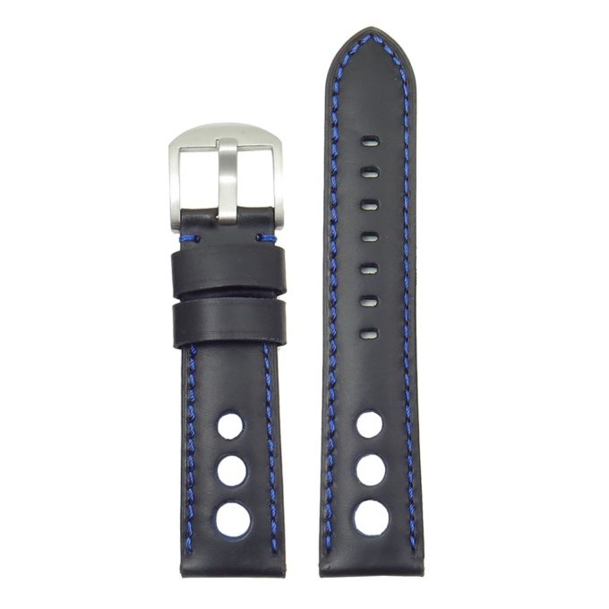 DASSARI M5 ds4.1.5 Leather Rally Strap in black w blue stitching