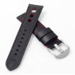 DASSARI M5 ds4.1.6 Leather Rally Strap in black w red stitching