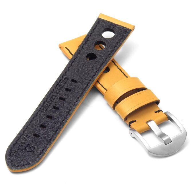 DASSARI M5 ds4.10.1 Leather Rally Strap in mustard w black stitc
