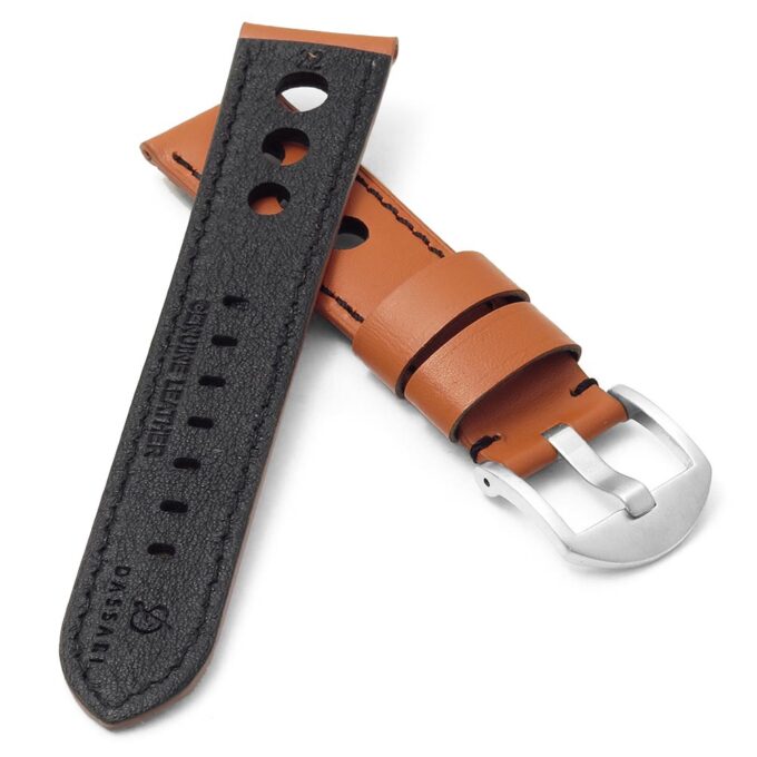 dassari m5 ds4 3 1 leather rally strap in tan w black stitching 2